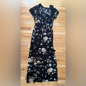 Roolee Floral Black Maxi Dress